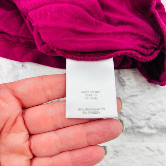 BONGO V Neck Long Sleeve Shirt Raspberry Ruched Side Medium Stretch - Picture 5 of 8